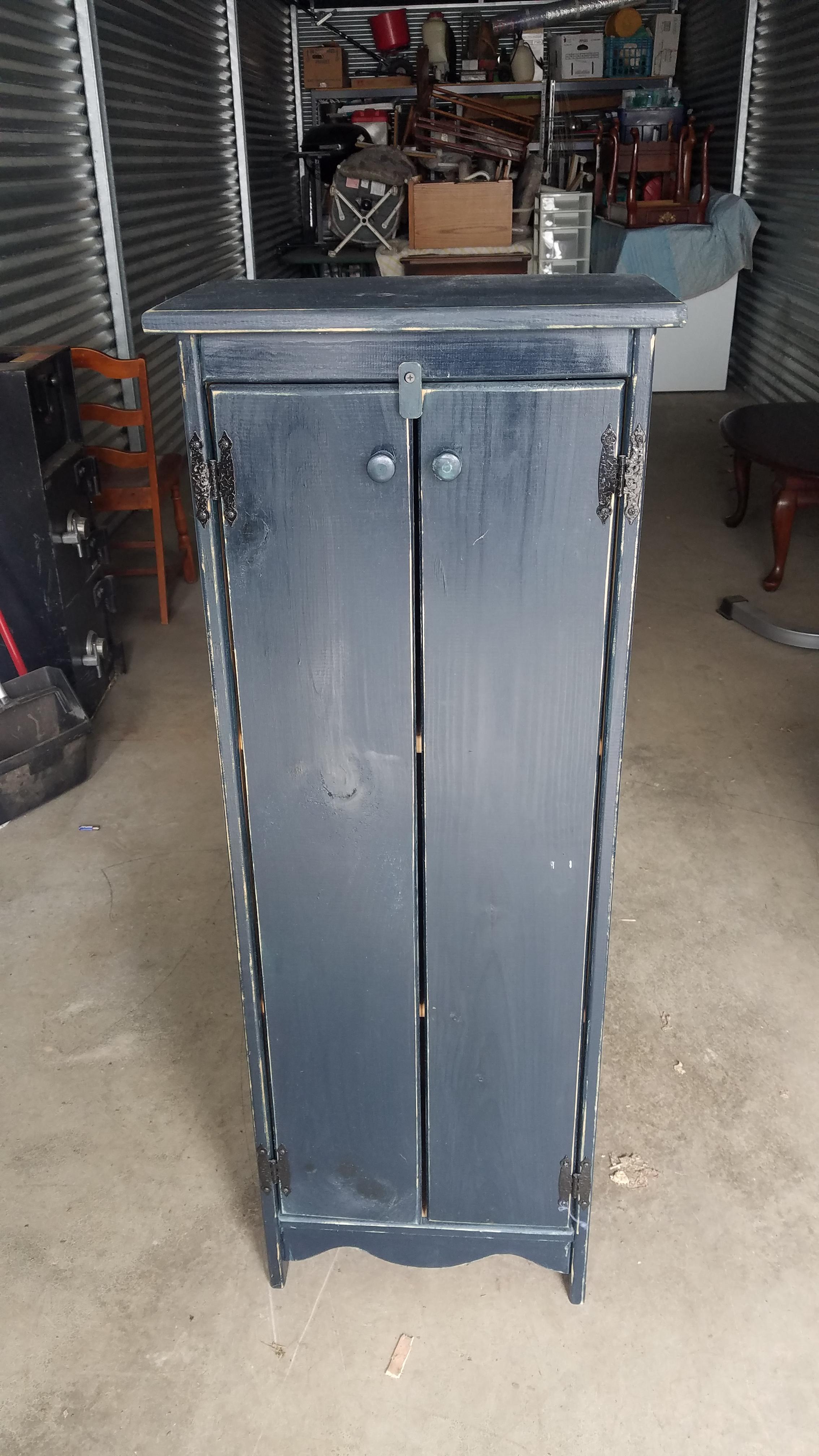BLUE PRIMITIVE STYLE WOODEN CABINET