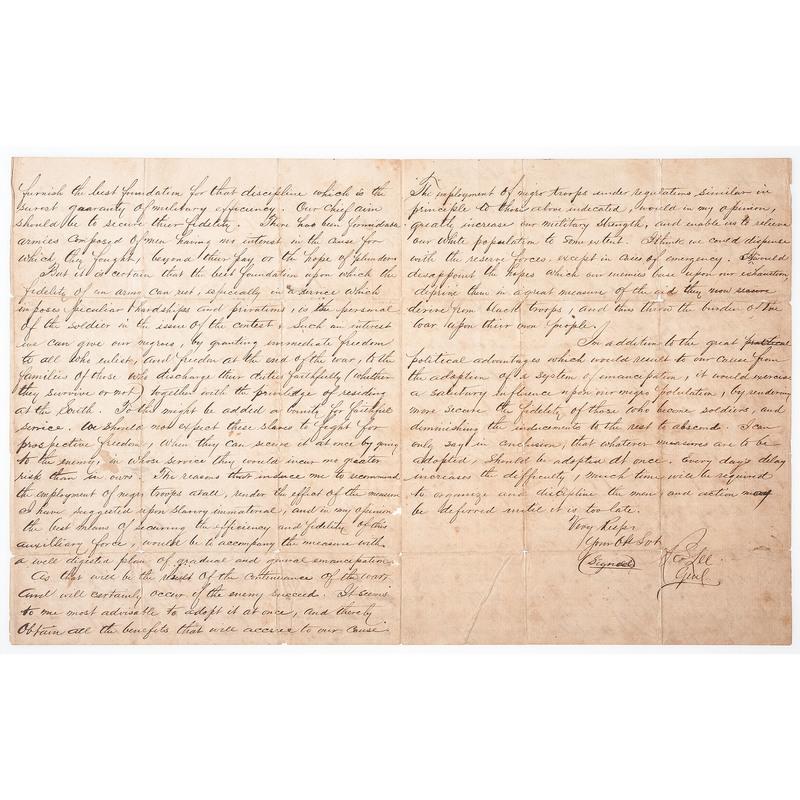 Robert E. Lee to Andrew Hunter, January 11, 1865, Regarding Enlisting Negro Troops in the Confederat