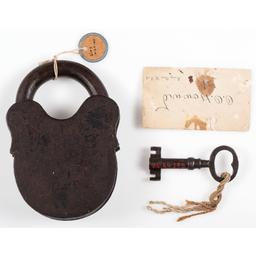 Lock and Key from Johnson's Island Prison, Owned by General O.O. Howard