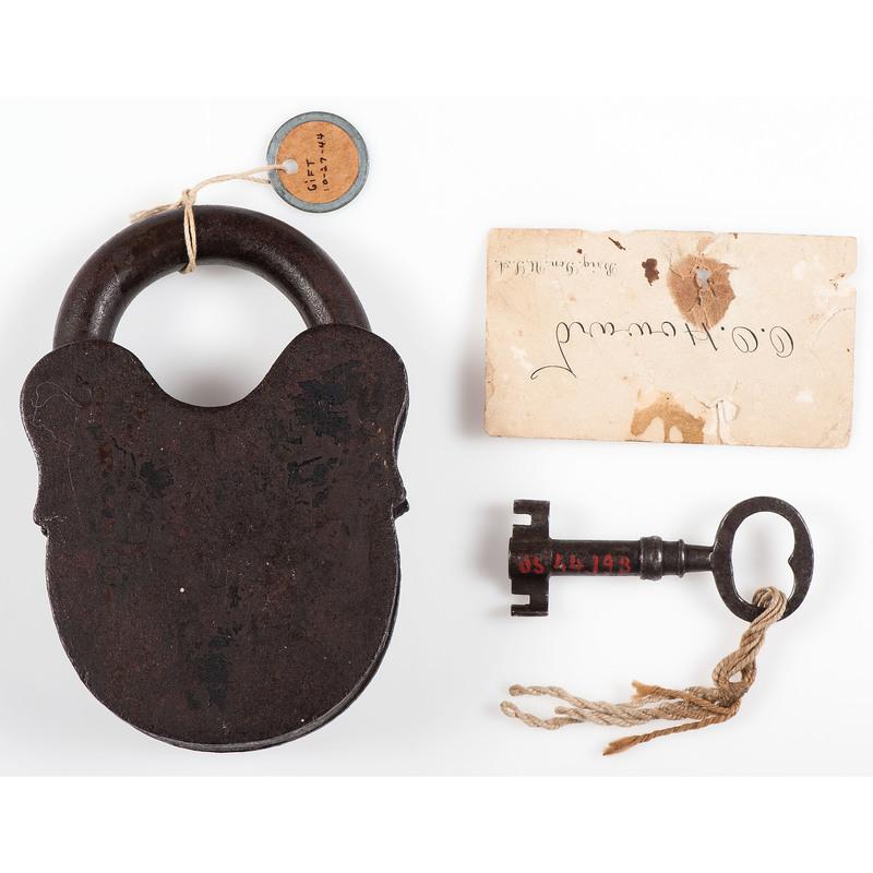 Lock and Key from Johnson's Island Prison, Owned by General O.O. Howard