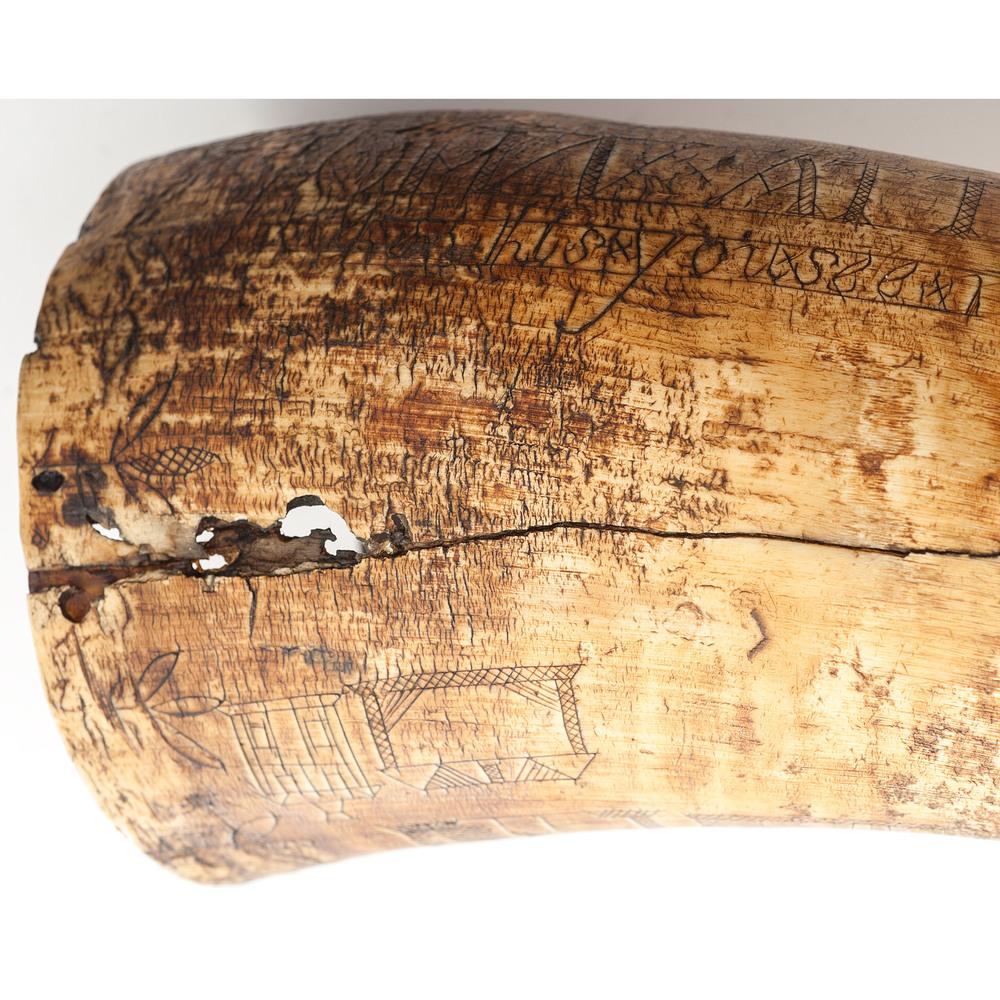 Folk Art Carved Powder Horn Identified to John Attwood, 1777