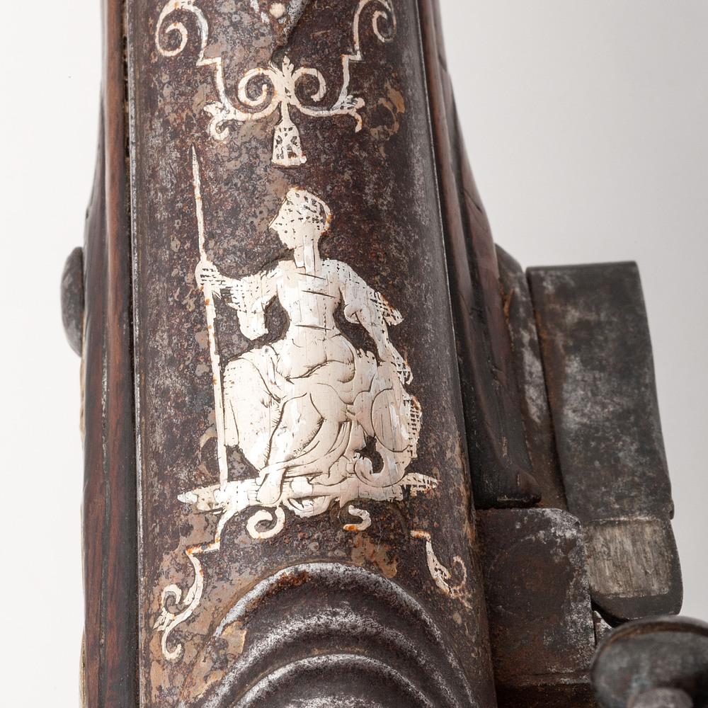 Signed German Flintlock Pistol Lock Marked J..S. Meckel A Suerin