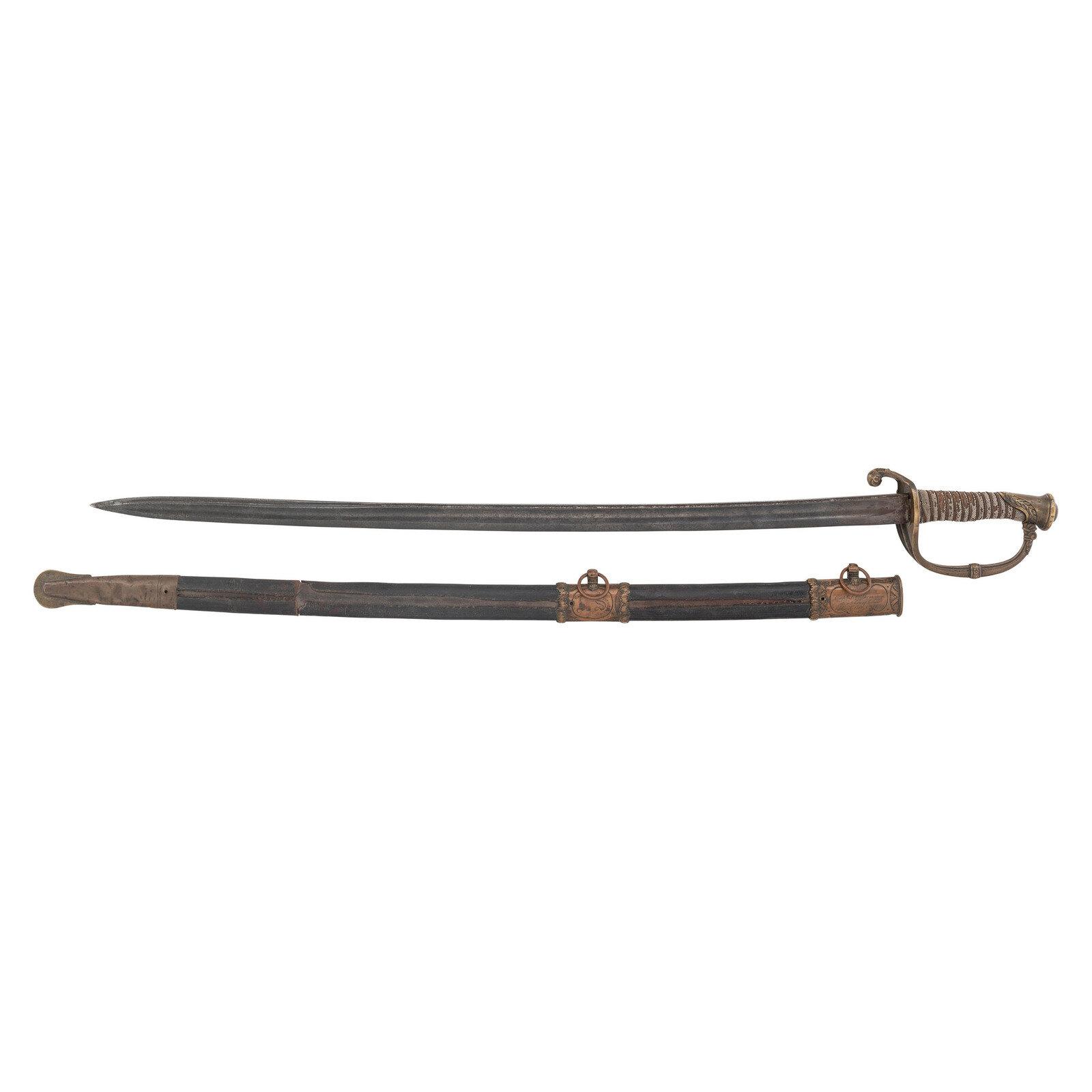 Import Foot Officers Sword with Scabbard to Capt.  S.E. Thomason - Captured and Descended in Texas