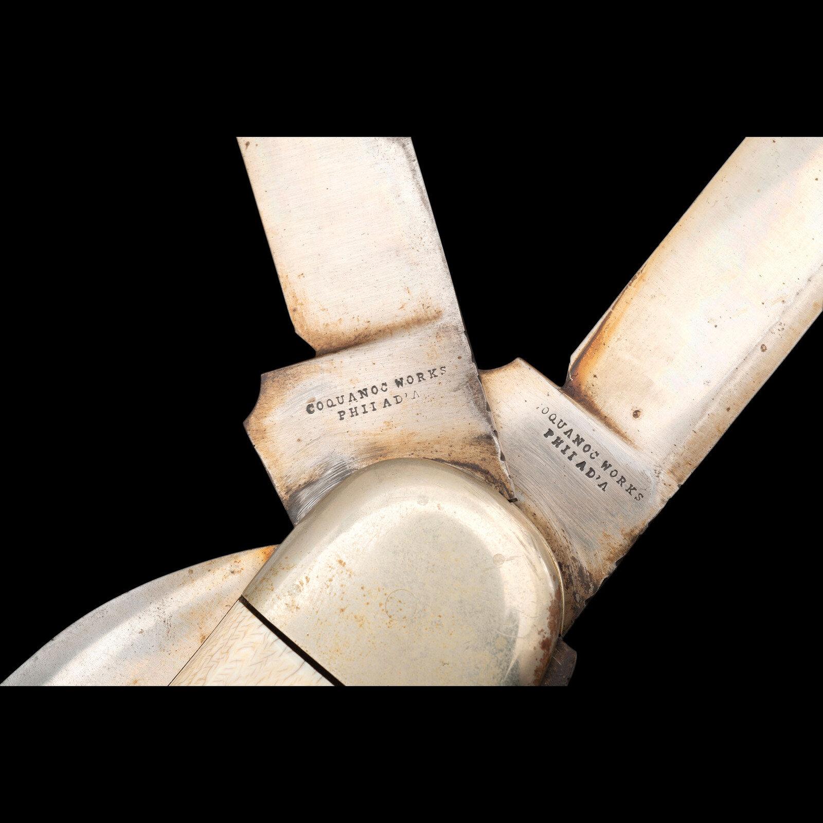 Massive Coquanoc Works Three-Bladed Folding Knife Possibly for the 1876 Centennial in Philadelphia