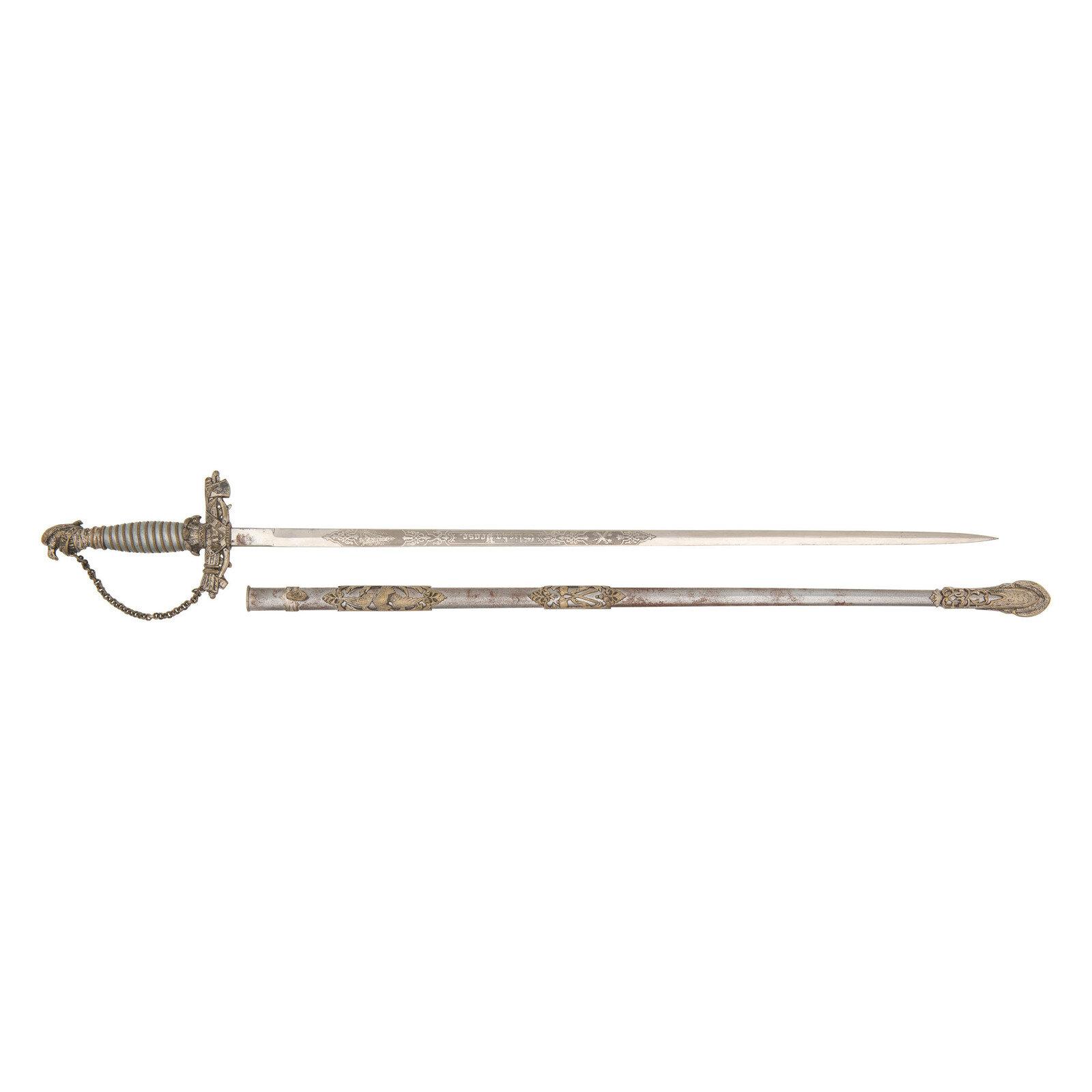 Improved Order of Red Men Fraternal Sword Named to Elisha Pease (Three Time Texas Governor)