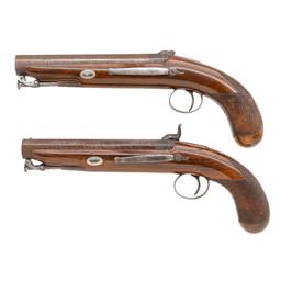 Cased Pair of Carbine Bore Percussion Pistols by Rigby
