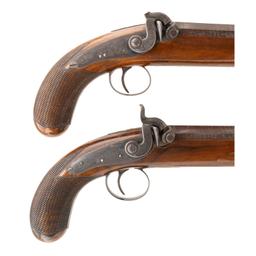 Cased Pair of Carbine Bore Percussion Pistols by Rigby