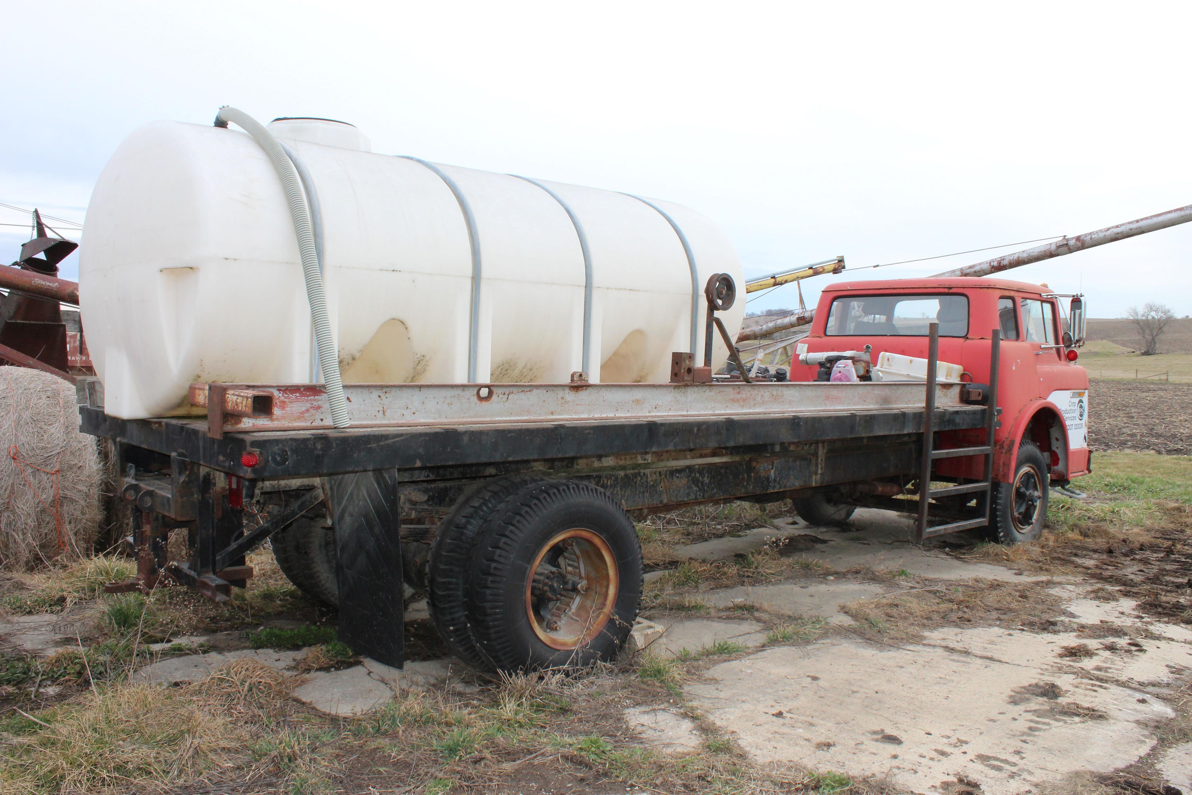 Red & White FORD cabover flatbed truck