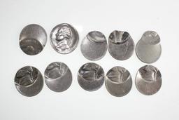(10) Jefferson nickel error coins.