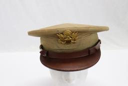 WWII U.S. Army Officer Khaki Visor Hat