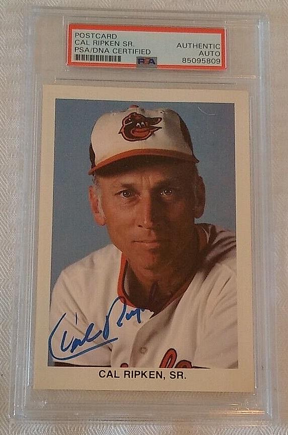 1980s Cal Ripken Sr Autographed Signed PSA Slabbed Orioles Team Issue Card MLB Jumbo MLB Baseball
