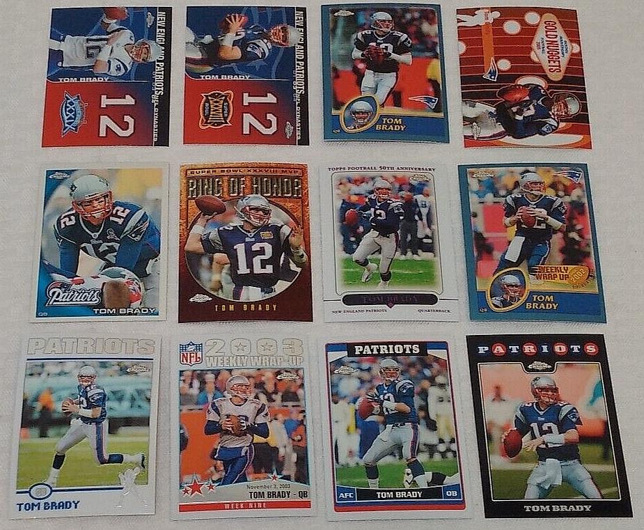 15 Different Tom Brady Topps Chrome NFL Football Card Lot 2003 2004 2005 2006 2008 Insert NRMT