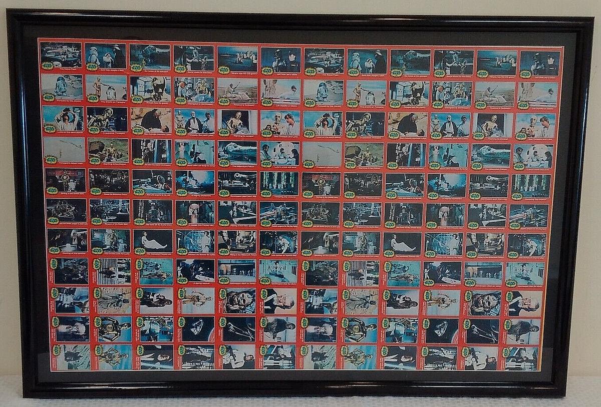 Rare Vintage 1977 Topps Star Wars Red Series 2 Sets Full Uncut Sheet Framed Matted Vader Luke Leia