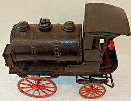 Antique Primitive Very Early Wooden Tin Train Hand Made Folk Garage Art 15x14x6 Engine Locomotive