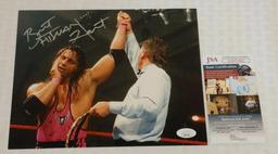 Bret Hitman Hart Autographed Signed 8x10 Glossy Photo WWF WWE Arm Raised JSA COA Wrestling