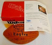 JSA LOA Vintage Wilson Autographed NFL Football 1981 EAGLES Team Signed Jaws Carmichael Bergey + 25