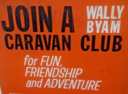 Vintage Original Wally Byum Caravan Club 1964 Jersey Event Field Sign 28x48 Advertising Airstream