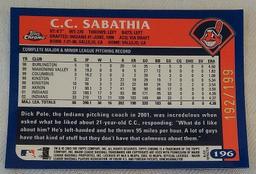 2003 Topps Chrome MLB Baseball Black Refractor Insert Card C.C. Sabathia 192/199 Indians Yankees