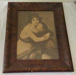 2 Antique Picture Frame Lot Round Oval Oval 1800s? Early 1990s? B/W Family Portraits 16x21 & 15x21