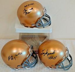 3 Notre Dame Irish Mini Football Helmet Lot Ishaq Williams Tee Shepard Luke Massa Sign-ed Auto