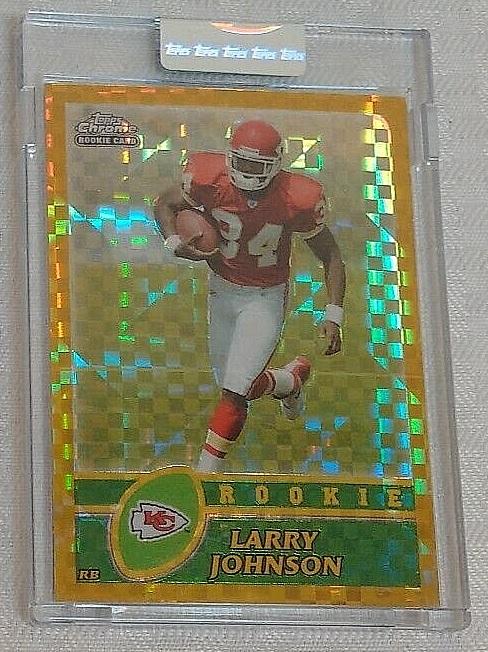 2003 Topps Chrome NFL Card XFractor 26/101 Gold Uncirculated Larry Johnson RC Rookie Insert Chiefs