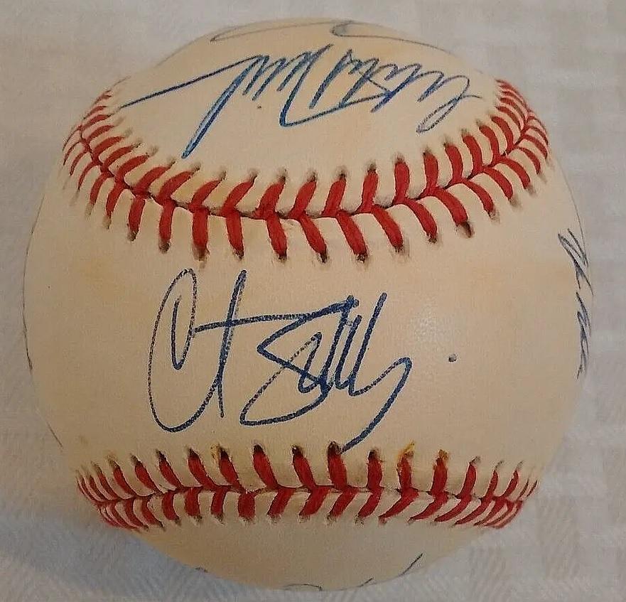 2 Team 34 Total Signatures 1993 World Series Logo Baseball Phillies MLB Sign-ed Auto Stars Fregosi