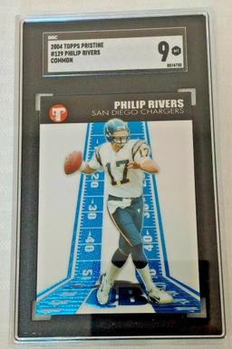 2004 Topps Pristine #129 Philip Rivers Rookie RC SGC GRADED 9 MINT Pop 1/1 NFL Chrome Football Slab