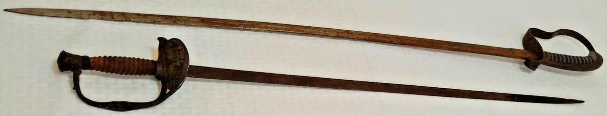 2 Vintage Antique Metal Sword Dagger Lot 33'' C.K. & Co German Artillery Kasier Military? Decor