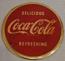 Vintage 1950s Coke CocaCola Round Celluloid Sign Badge Soda Advertising Man Cave Decor Round MCM