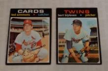 Vintage 1971 Topps MLB Baseball HOF Rookie Card Lot RC #117 Ted Simmons & #26 Bert Blyleven