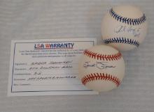 2 Autographed Signed ROMLB Baseball Lot Phil Linz Yankees DiMaggio Logo Ball & Spider Jorgensen COA