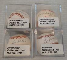 4 Autographed Signed ROMLB MLB Ball Lot Phillies Wockenfuss Roebuck Schaeffer Hebner