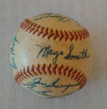 Vintage 1956 Philadelphia Phillies Team Signed Baseball Giles Ball MLB Simmons Ennis Mayo Smith