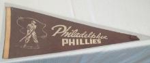 Rare Vintage 1950s 1960s Philadelphia Phillies Full Size Pennant Blue Batter MLB Baseball