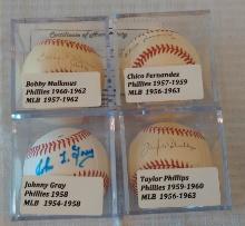 4 Autographed Signed ROMLB MLB Ball Lot Phillies COA Malkmus Fernandez Gray Phillips