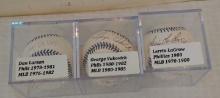 3 Yankees DiMaggio Logo MLB Baseball Signed Autographed Ball Lot Dan Larson George Vukovich L LaGrow