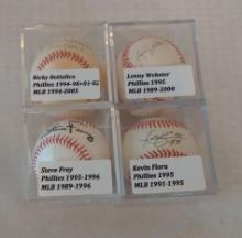 4 Autographed Signed ROMLB MLB Ball Lot Phillies Bottalico Webster Frey Flora
