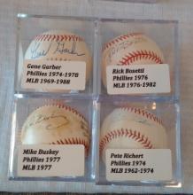 4 Autographed Signed ROMLB MLB Ball Lot Phillies Garber Bosetti Buskey Richert