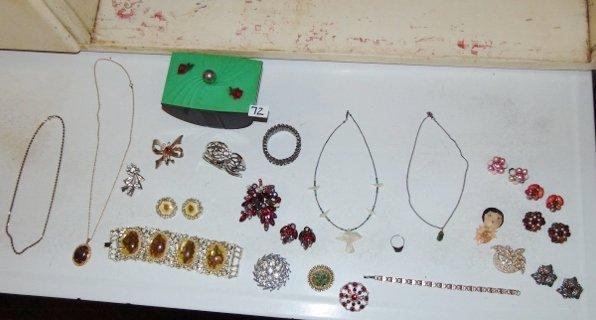 Great Lot Of Vtg Costume Jewelry & A Vtg Celluloid Jewlery / Trinket Box