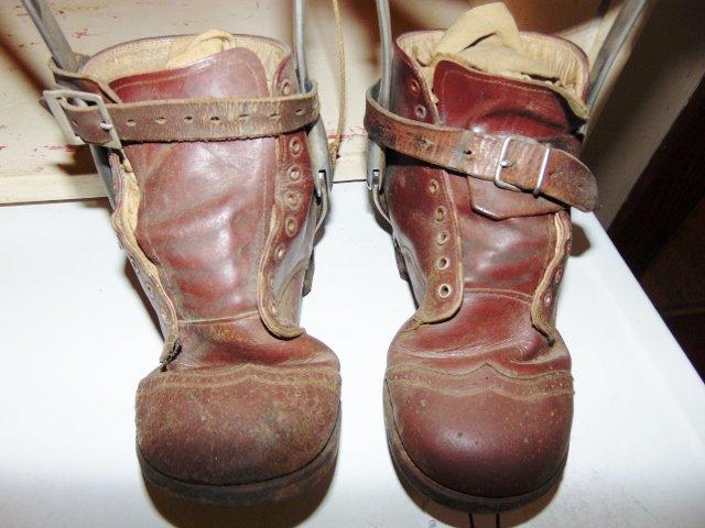 Vtg Steel Leg Brace Leather Boots