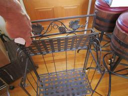 Black And Bronzed Steel 3 Shelf Rack W/ Fold Up Shelves (Local Pick Up Only)