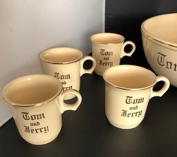 Vtg Homer Laughlin Tom And Jerry Set Punch Bowl 8 Cups