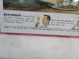 1950 Pabst Blue Ribbon And Ben Hogan Framed Advertising