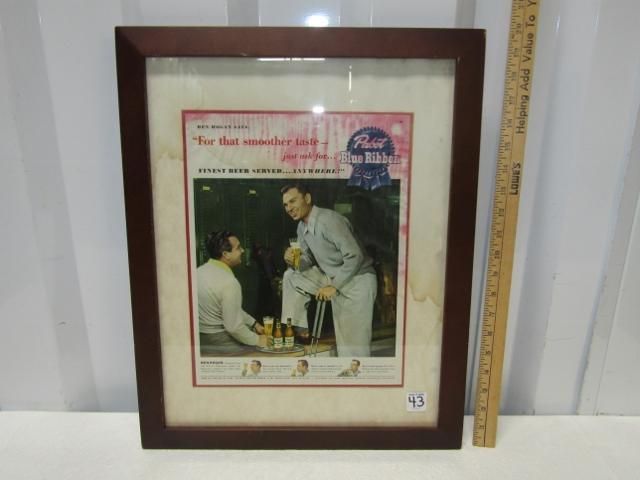 1950 Pabst Blue Ribbon And Ben Hogan Framed Advertising