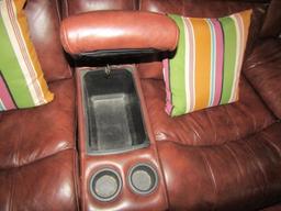 Genuine Leather Double Rocking Recliners W/ Center Console And 2 Pillows  (LOCAL PICK UP ONLY)