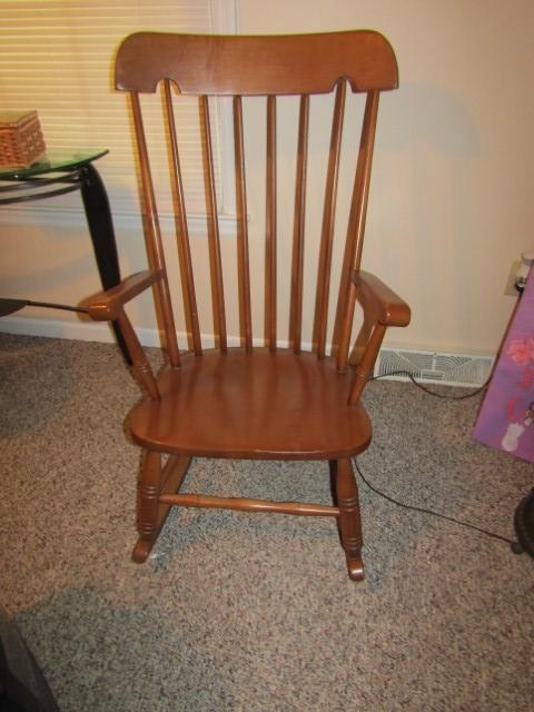 Vtg Solid Wood Rocking Chair By Virginia House Furniture (LOCAL PICK UP ONLY)