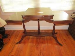 Vtg Oak Wood Tiered Table W/ Brass Claw Feet (LOCAL PICK UP ONLY)