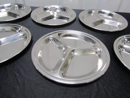 Set Of 6 Stainless Steel Divided Plates