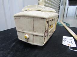 Vtg 1960s Treasure Craft Ceramic " Cookie Trolley " Cookie Jar