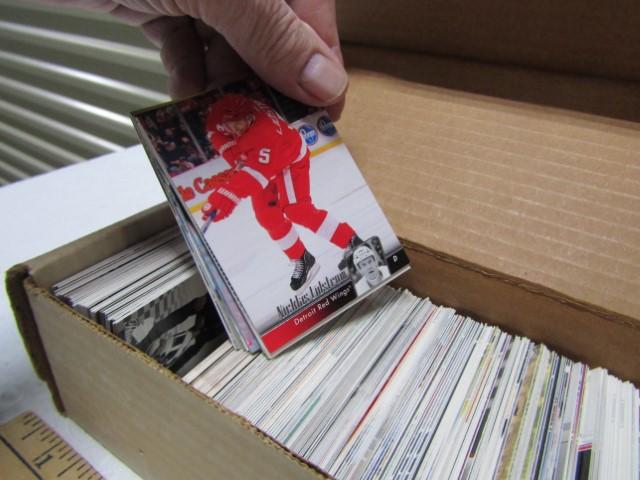 Over Half Of A 14 1/2" Box Of Nascar And Hockey Cards